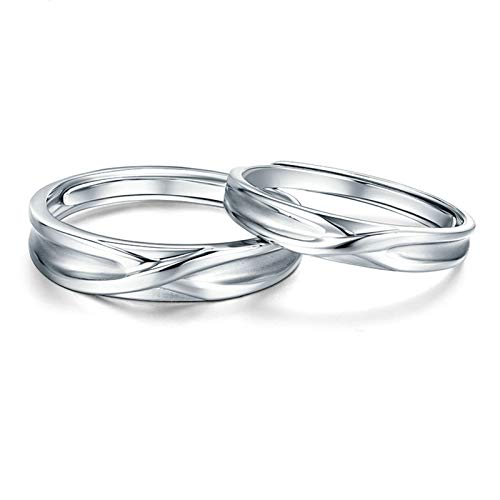 Bishilin Anillo de Compromiso para Él y Ella 2 Piezas Pt950 Platino Mujer Talla 11 & Hombre Talla 22 Forma de Cruz Anillos de Pareja Alianzas de Boda Anillo de Novia Regalo para Amantes Plata