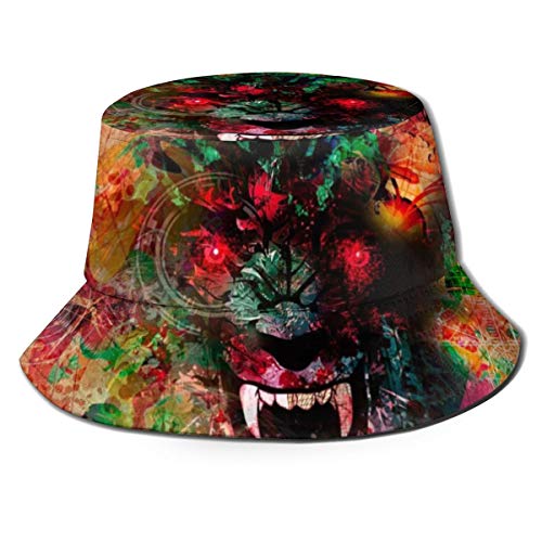 Bloody Werewolf Abstract Background Bucket Hat Unisex Sun Hat Fisherman Packable Trave Cap Fashion Outdoor Hat