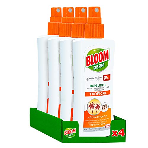 Bloom Repelente Loción Tropical 100ml - Pack de 4, Total: 400ml