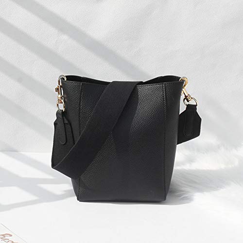 Bolso De Mujer Atractivo, Bolso De Cubo De Banda Ancha De Moda, Bolso De Mensajero Portátil, Bolso De Madre E Hijo 17cm de largo 12cm de ancho 24cm de alto negro