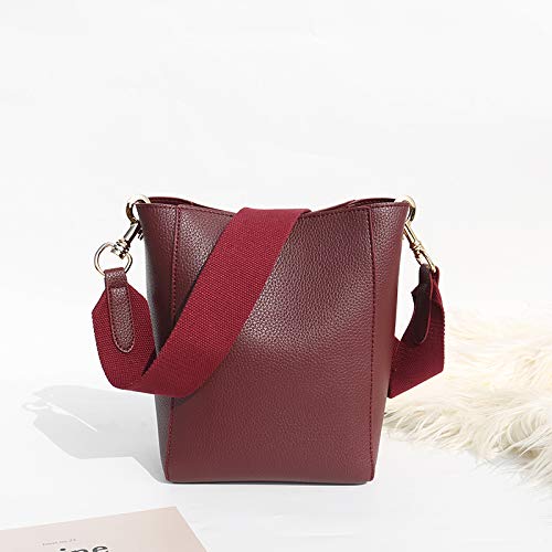 Bolso De Mujer Atractivo, Bolso De Cubo De Banda Ancha De Moda, Bolso De Mensajero Portátil, Bolso De Madre E Hijo 17cm de largo 12cm de ancho 24cm de alto rojo 2