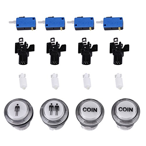 Botn de Arcade 4 Á LED Botones Kit de Parte 1 Player + 2 Player + LED Coin Buttons, Diy Arcade Push Buttons para Arcade Machine Arcade Games