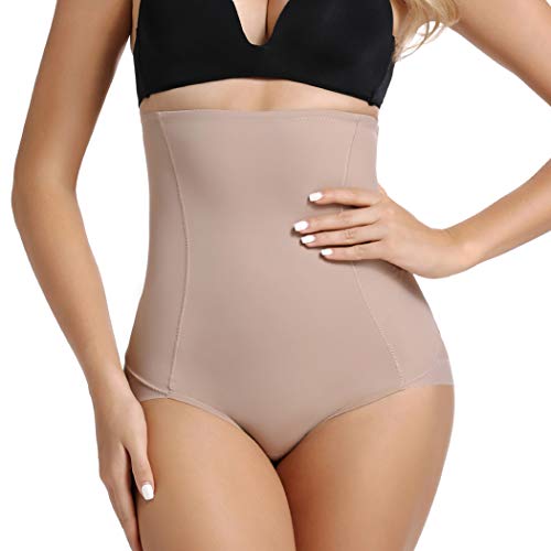 Bragas de cintura alta para mujer, de malla, para adelgazar, disimular barriga, faja para levantar el trasero, faja de entrenamiento, ropa interior, de Joyshaper Beige color carne L