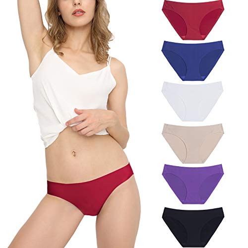 Bragas Mujer sin Costuras Invisible Señoras Braguitas Low Rise Suave Ligera Bikini Braguitas, Pack de 6 Multicolor S