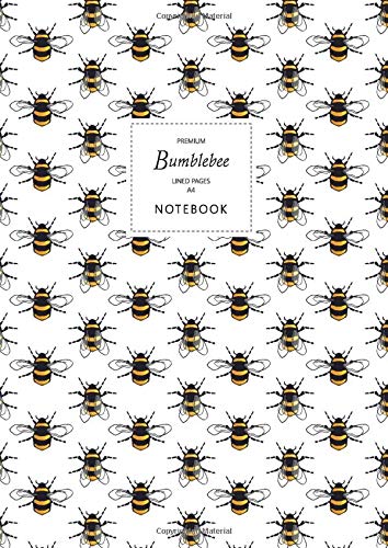 Bumblebee Notebook - Lined Pages - A4 - Premium: (White Edition) Fun notebook 192 lined pages (A4 / 8.27x11.69 inches / 21x29.7cm)