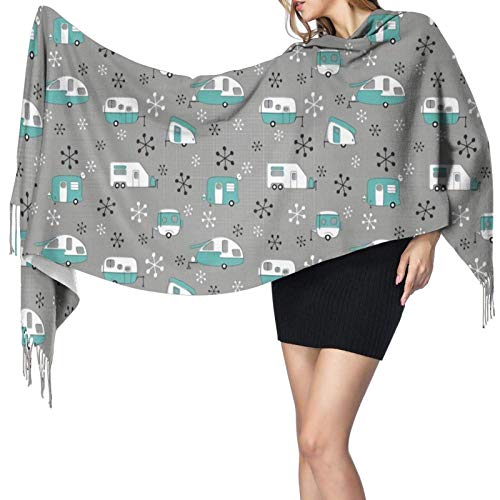 Campers Bus Turquesa Soft Cashmere - Bufandas ligeras para mujer, grandes chales y chales