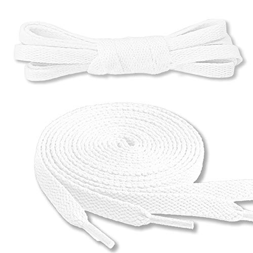 Canwn Cordones Planos para Zapatillas, [3 Pares] Cordones para Zapatos - Anchura 8 mm - Blanco