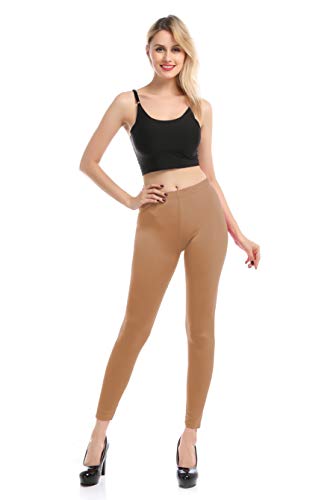 Carnavalife Leggings Malla Elástica de Tiro Alto/Pantalones Largos Deportiva Danza Running Fitness para Mujer (Beige, S-M)