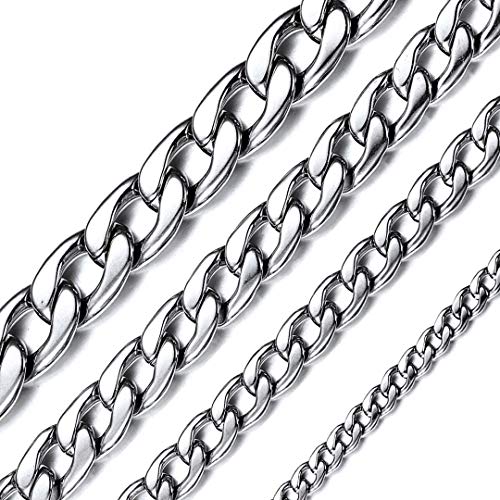 ChainsHouse Cadenas Hombre Acero Inoxidable Collar Cadena Cubana 5mm 71cm Largo Gratis Caja de Regalo