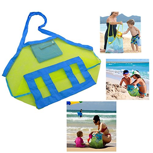 Cisixin Bolsa Plegable de los Niños Bolsa de Almacenamiento de Juguete Bolsa de Playa (Verde + Azul)