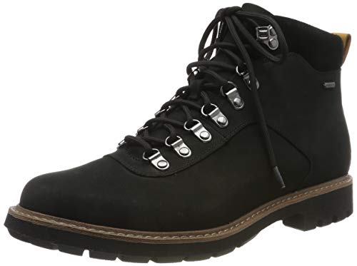 Clarks BatcombeAlpGTX, Botas de Motorista Hombre, Nobuck Negro Negro, 44.5 EU