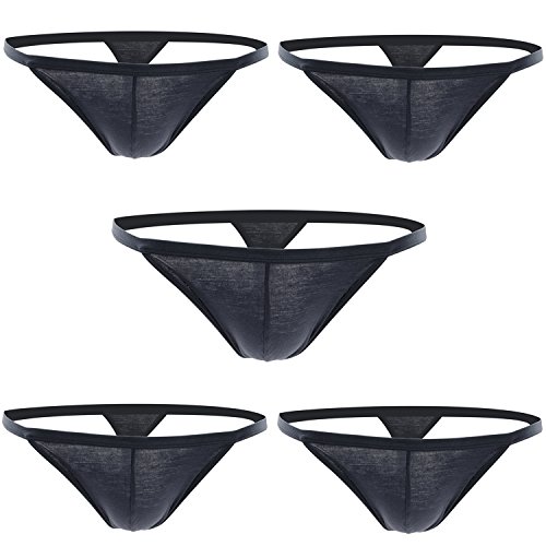 Closecret Tangas para Hombre, Hombre Ropa Interior de Algodón se Ponen 5pcs G-Strings (XL(Cintura:99-104cm), Todos Negros)