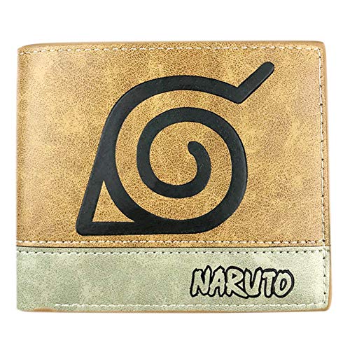 cluis Anime Naruto Shippuden - Cartera de piel para hombre con dos puertas y tarjetero plegable con ventana para tarjetas de identificación estilo 1 Talla única