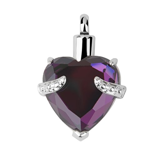 Cremación Corazón Cenizas Joyería Colgante De Collar De Recuerdo Urna De Cristal Violeta