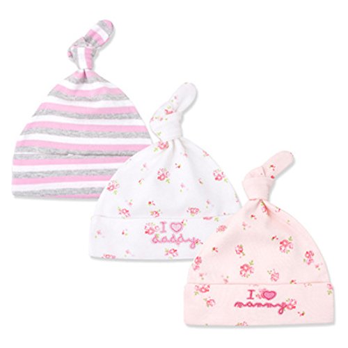 CuteOn 3 Paquete Bebé Beanie Nudo Sombrero Recién Nacido Chicos Chicas Algodón Ajustable Gorra para Bebé 0-6 Meses