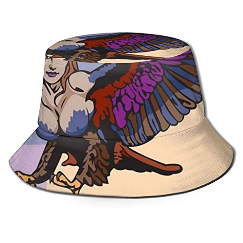 De la Criatura mitológica Griega Harpy Bucket Hat Unisex Sun Hat Fisherman Packable Trave Cap Fashion Outdoor Hat