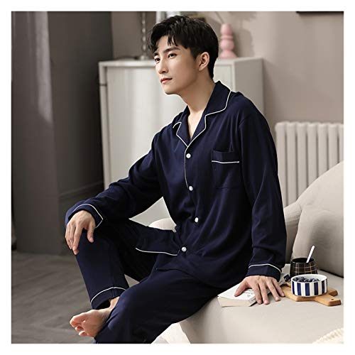 DHDHWL Pijamas Primavera y Otoño Pareja Pijamas 100% Algodón Hombres y Mujeres Dormitorio Pijama Servicio Hogar PJ Algodón Pijamas Conjunto (Color: 08, Tamaño: Mediano)