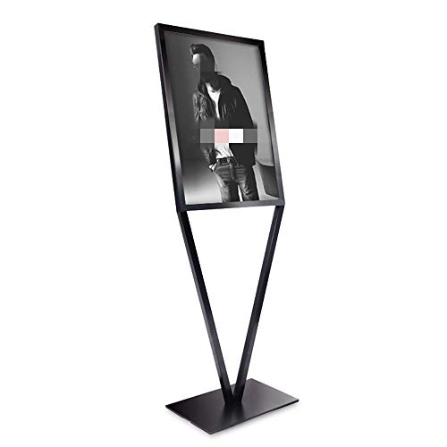 DHTOMC Soporte de pie para póster Cartel sostenedor del Soporte de ángulo Ajustable del Piso de Acero Inoxidable Negro del Signo Estante de la Publicidad (Color : Black, Size : 129.5X40X25CM)