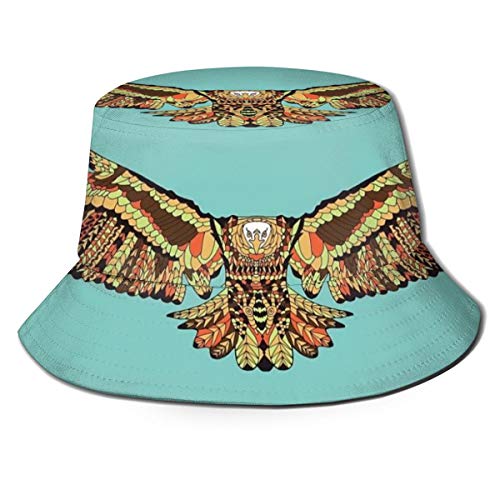 Dibujado a Mano Doodle estilizado Eagle Bucket Hat Unisex Sun Hat Fisherman Packable Trave Cap Fashion Outdoor Hat