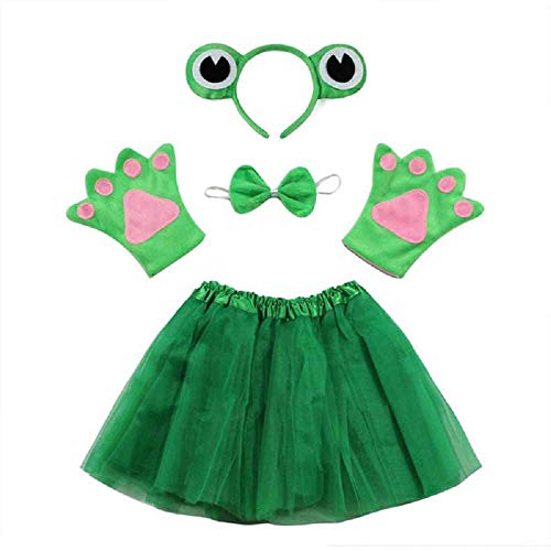 Disfraz de rana de lote - rana - para niña - niña - tutú - diadema - guantes - pajarita - disfraces accesorios halloween cosplay halloween - color verde