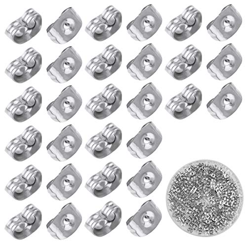 Dokpav 200PCS Universal Tapones de Pendiente Topes de Espalda de Seguridad de Pendiente, Plata Dorada Aretes de Mariposas, Tuercas de Pendientes, Pendiente para Pendientes de Gancho Anzuelo (B)