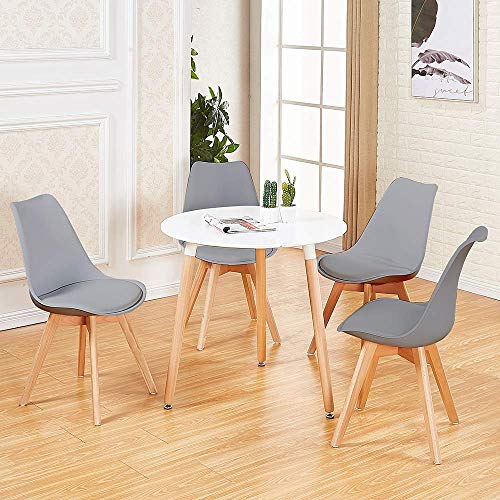 DORAFAIR Pack de 4 Sillas & Mesa, Juego de sillas de Comedor,Comedor de diseño nórdico, Gris