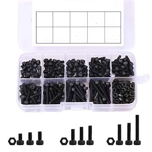 Doris Direct 500 pcs M3 M4 M5 acero inoxidable botón cabeza Hex Socket Head Cap Tornillos Tornillos con tuercas surtido Kit