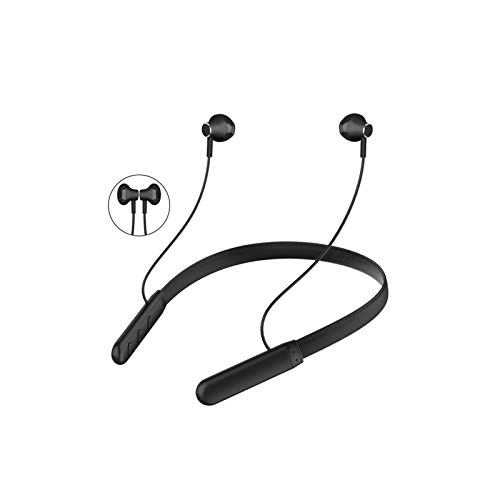 DSWF Auriculares inalámbricos Bluetooth Auriculares A Prueba de Agua Reducción de Ruido Colgando Cuello Deportes Running Music Auriculares Black