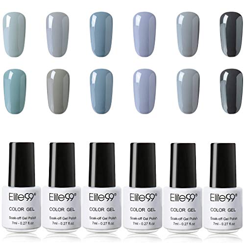 Elite99 Esmaltes Semipermanentes de Uñas en Gel UV LED, Selección de Tono de Gris, 12pcs de Esmaltes de Uñas 7ML Set Completo