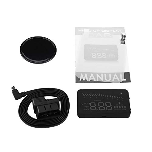 EVGATSAUTO Car Head Up Display, OBDII HUD Color LED Sistema de advertencia de velocidad del proyector para camiones de automóviles