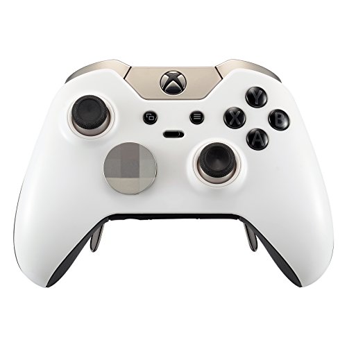 eXtremeRate Funda Delantera Carcasa Protectora de la Placa Frontal Cubierta Esmerilada Antideslizante con Dos Anillos de Acento para el Mando del Xbox One Elite Blanco Puro