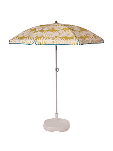 Ezpeleta Sombrilla de Playa de Aluminio|Sombrilla terraza|Parasol Plegable y Ligero|Inclinable|Protección Solar UPF 50+|Diámetro 165cm|Incluye Funda y Rosca|Tejido Estampado (Hojas-Verde)