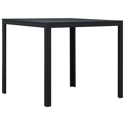 FAMIROSA Mesa de Centro de HDPE con Aspecto de Madera Negro 78x78x74 cm