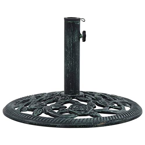 Festnight Base de Sombrilla de Hierro Fundido Pie de Sombrilla Soporte para Parasol de Jardín Verde 9 kg 40 cm