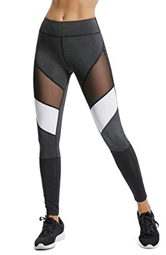 FITTOO Mallas Leggings Mujer Yoga de Alta Cintura Elásticos y Transpirables para Yoga Running Fitness C-Negro+Blanco Medium