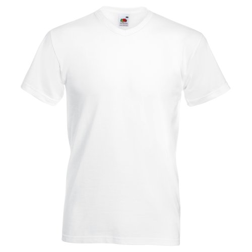 Fruit Of The Loom - Camiseta para hombre, manga corta, cuello de pico Blanc - Blanc XXL