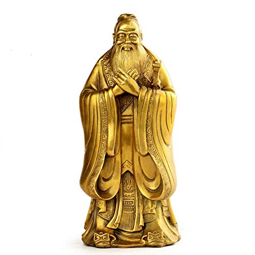 FTFTO Living Equipment Ornaments Copper Statue of Confucius Ornaments Student Teacher Gift Figurine-Height_19Cm_As_Shown