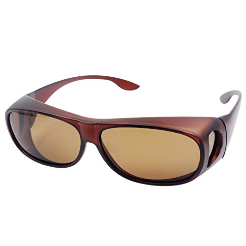 Gafas de sol para hombres y mujeres con cristales polarizados, para llevar encima de gafas graduadas, UV400, Brown color