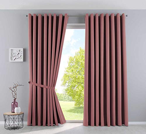 Gardinenbox Newyork 201920600-2 - Cortinas Opacas (100% poliéster, 245 x 295 cm), Color Rosa