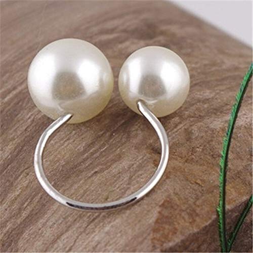 ghn Anillo de perlas grandes y pequeñas perlas para mujer, estilo europeo y americano, diseño simple de moda (color de la piedra principal: blanco)