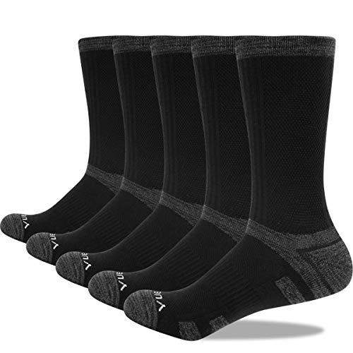 GiveGift YUEDGE 5 Paar Thermosocken Wandersockent Socken Herren Winter Lange Dicke Gekämmte Baumwolle Warme Businesssocken Arbeitssocken Sport Socken Schwarz L