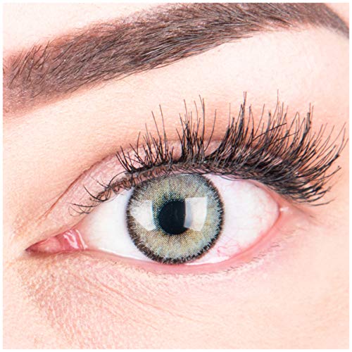 GLAMLENS lentillas de color -gris Mirel Grey + contenedor. 1 par (2 piezas) - 90 Días - Sin Graduación - 0.00 dioptrías - blandos - Lentes de contacto grises de hidrogel de silicona