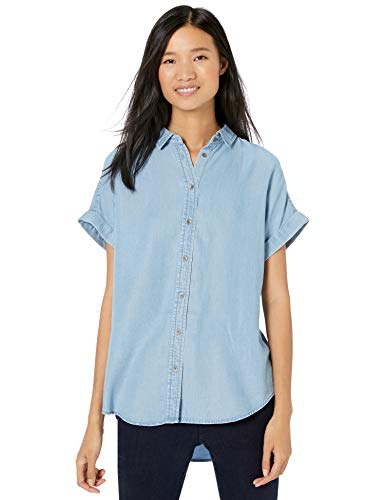 Goodthreads Tencel Short-Sleeve Shirt Button-Down-Shirts, Lavado Claro, US S (EU S - M)