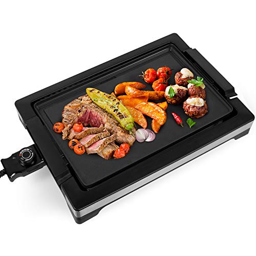 Gotoll Plancha de Cocina Antiadherente,2000W Parrilla Eléctrica Temperatura Ajustable,Libre de PTFE,PFOA,Bandeja Recogegrasa