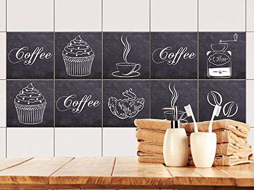 GRAZDesign 770530 - Adhesivo para azulejos, diseño de café, color gris