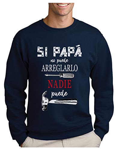 Green Turtle Sudadera para Hombre - Regalos para Hombre, Regalos para Padres - Si Papá No Puede Nadie Puede -Large Azul Oscuro