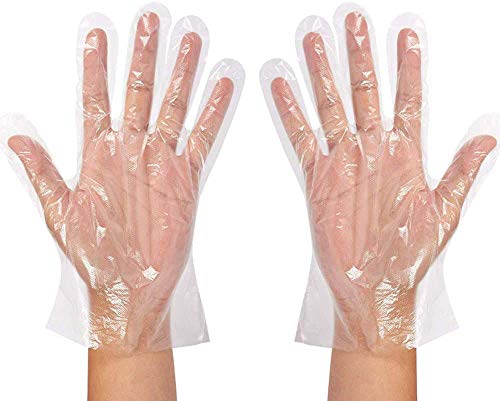 Guantes Desechables de plástico Transparente, protección contra Virus,Guantes para cocinar en Barbacoa, para el Hogar, baño, Guantes Sanitarios para la Limpieza de la Cocina (200 PCS)