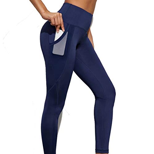 GVCTⓇ Mallas de Malla para Gimnasio para Mujer, Pantalones de Yoga de Cintura Alta, Mallas Deportivas para Correr con Bolsillos