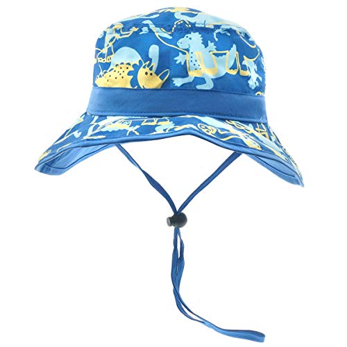 Happy Cherry - Verano Gorro con ala para Niños Sombrero de Pescador Bucket Hat Infantil Algodón Transpirable Playa Viaje - Dinosaurio - 54CM/5-8Años