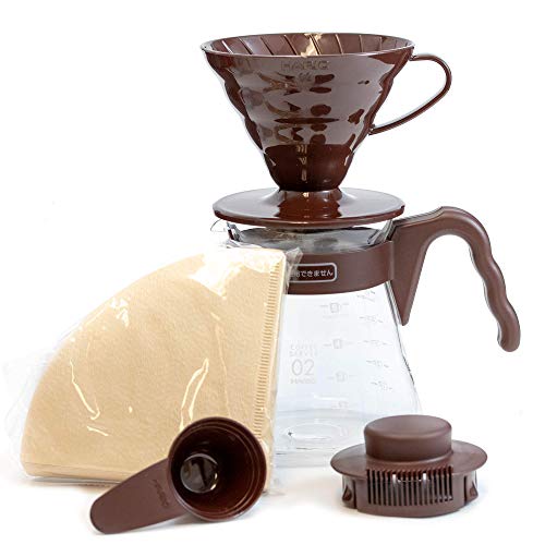 Hario V60 Coffee Dripper and Glass Server Set 700ml 02 Size Brown [Kitchen] (japan import)